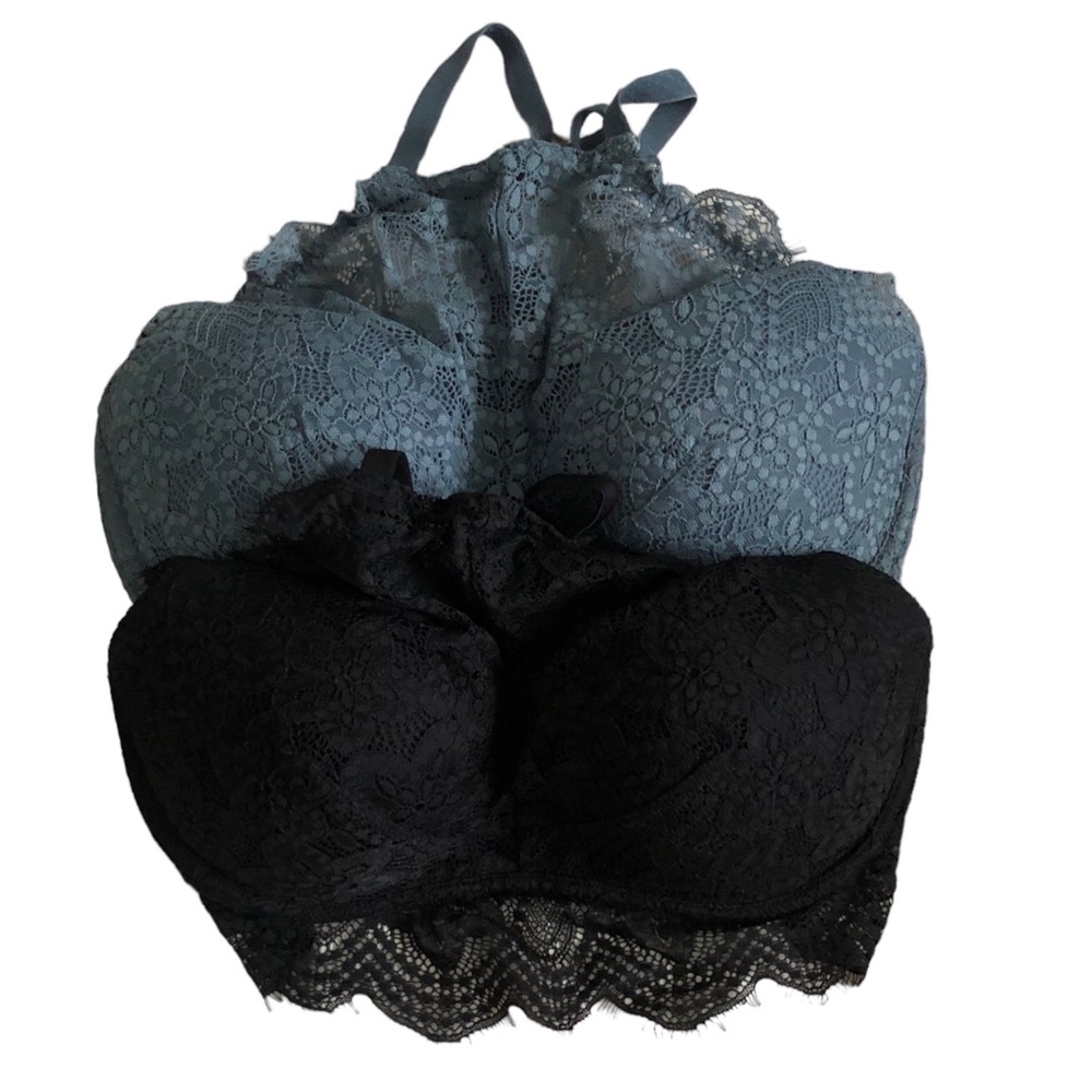PINK PUSH UP Bralette Black and Blue Size Small D-DD Bundle Set